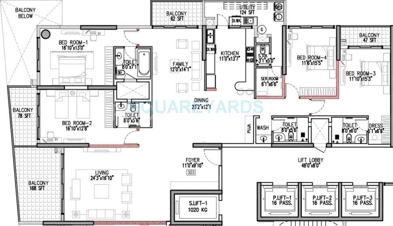 4 BHK 3700 Sq. Ft. Apartment