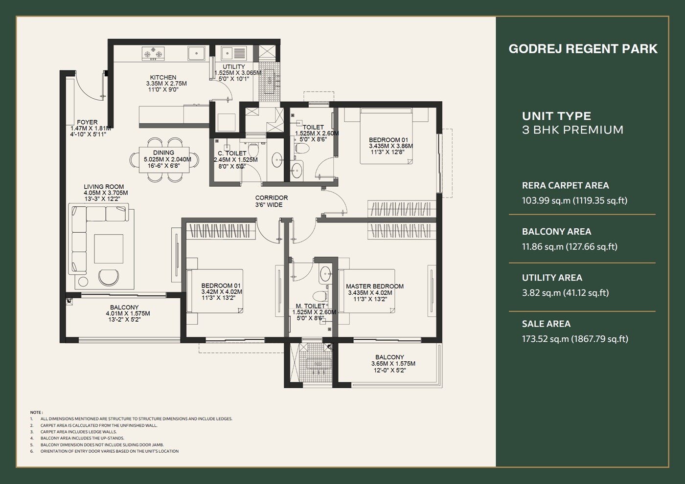 3 BHK 1868 Sq. Ft. Apartment