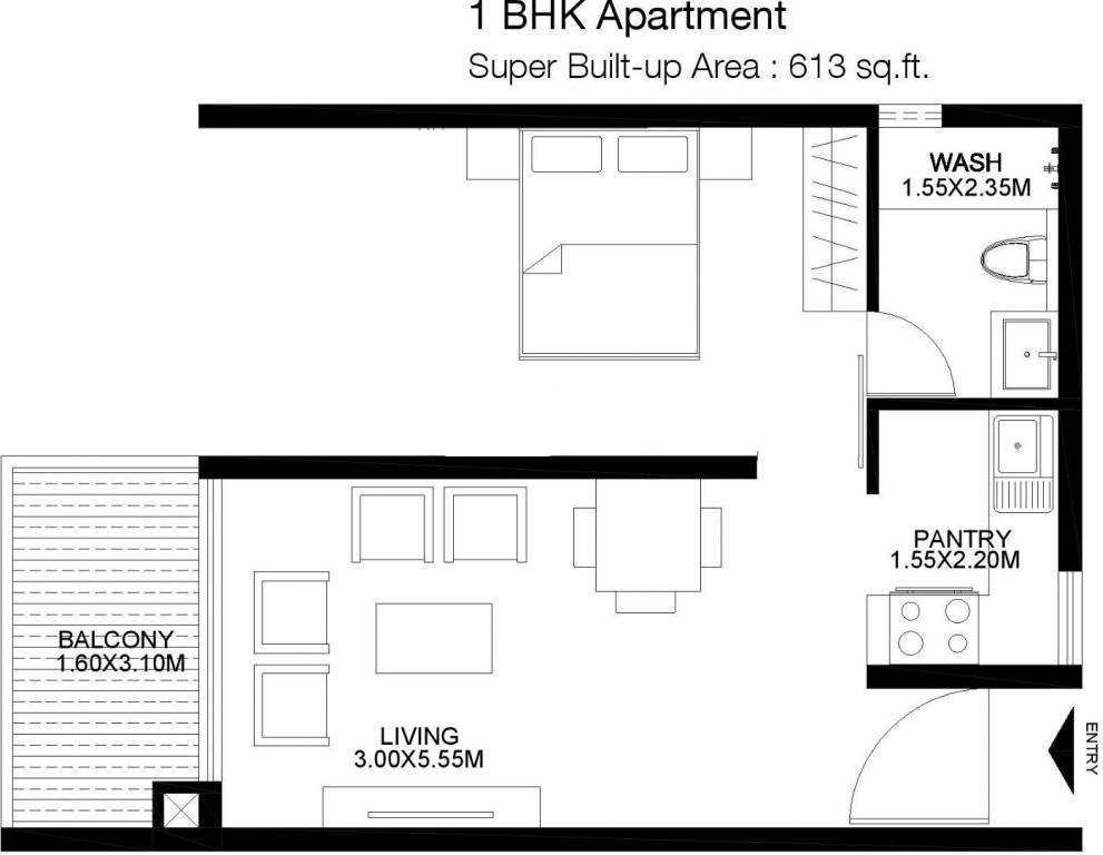 1 Bhk 613 Sq Ft Apartment For Sale In Godrej United Bangalore