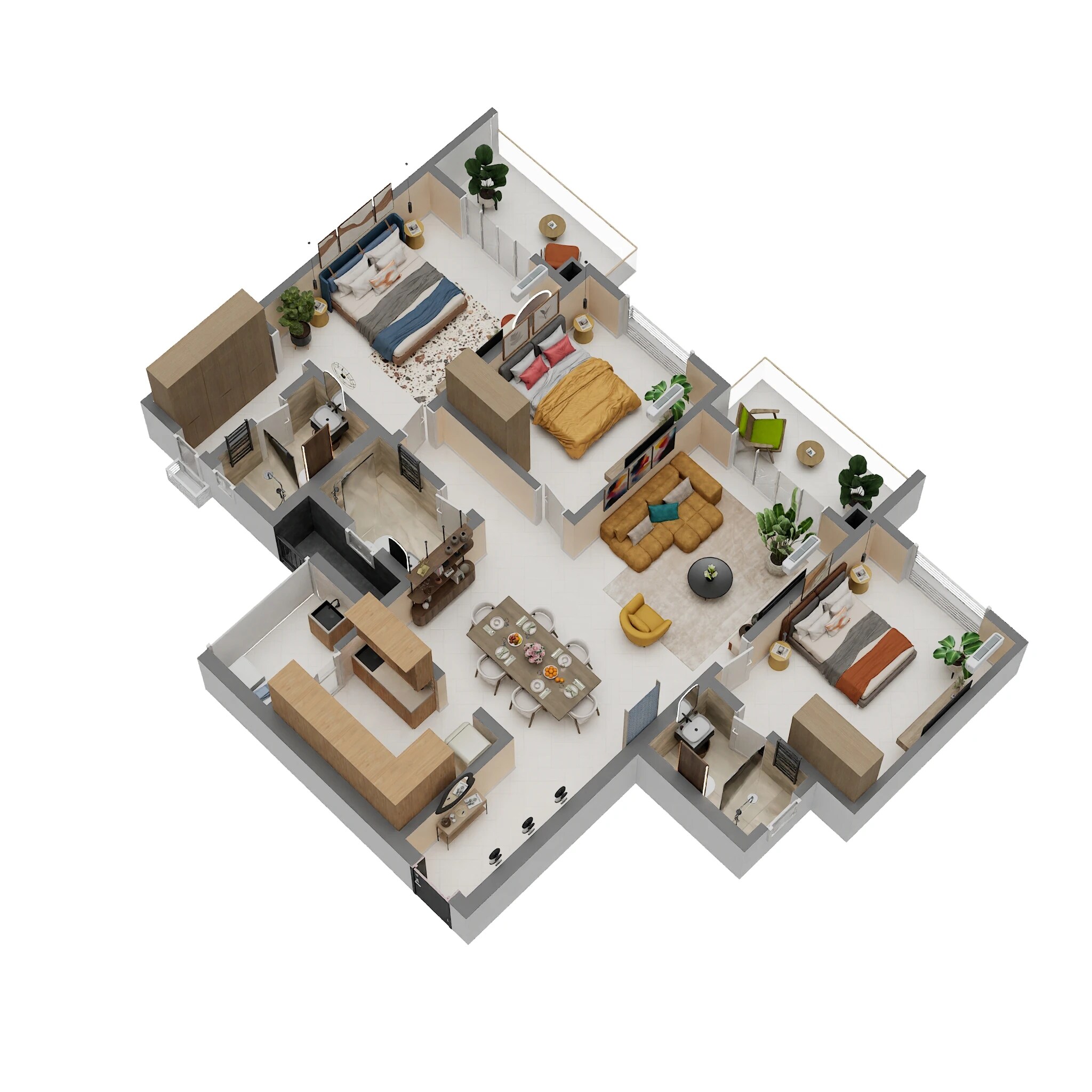 3 BHK 1977 Sq. Ft. Apartment