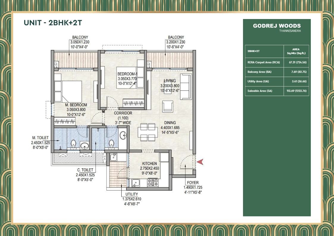 2 BHK 1223 Sq. Ft. Apartment