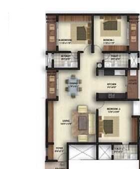 Floor plan of 3 BHK 2105 Sq. Ft. Apartment in Golden Bhuvana Greens, Bangalore