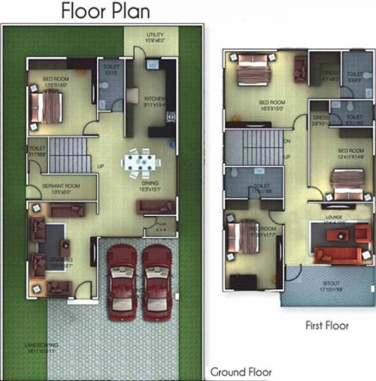 Floor plan of 4 BHK 3960 Sq. Ft. Villa in Golden Gate Home III, Bangalore