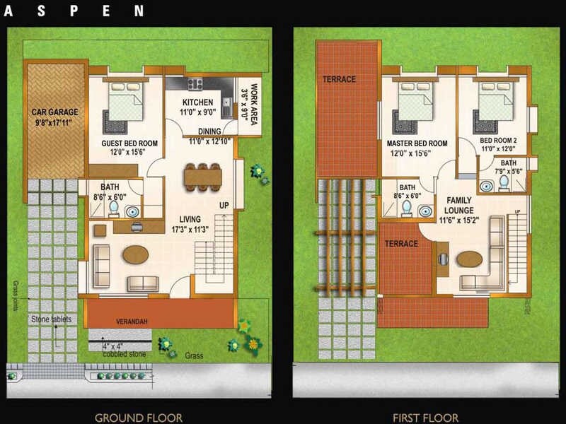 Floor plan of 3 BHK 2050 Sq. Ft. Villa in Golden Homes Bangalore, Bangalore