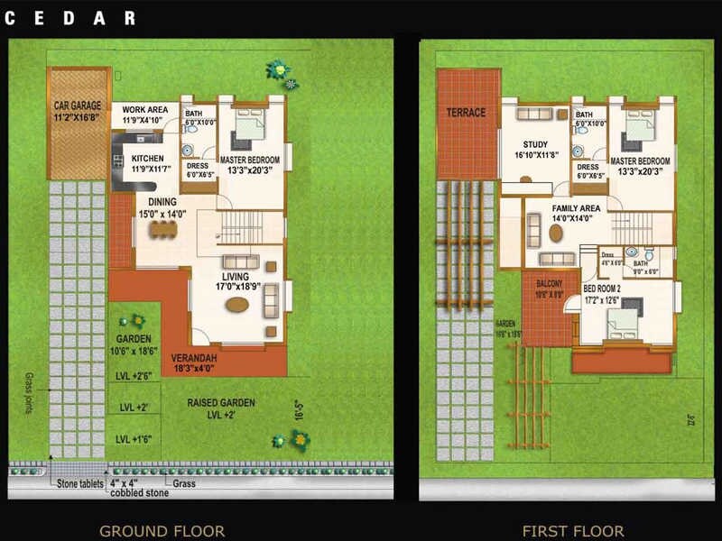 Floor plan of 3 BHK 3179 Sq. Ft. Villa in Golden House, Bangalore