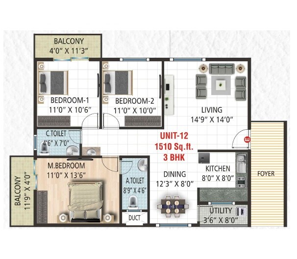 3 BHK 1510 Sq. Ft. Apartment