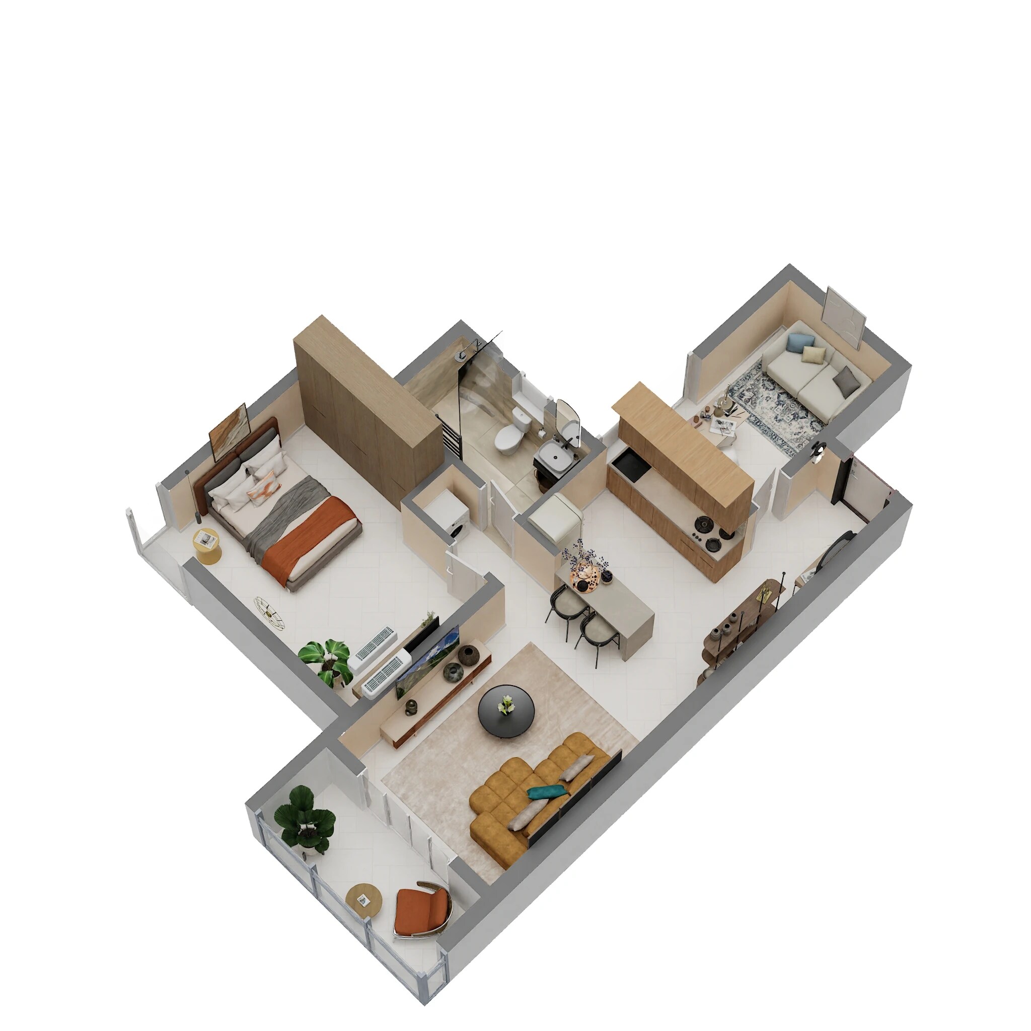 1 BHK 990 Sq. Ft. Apartment