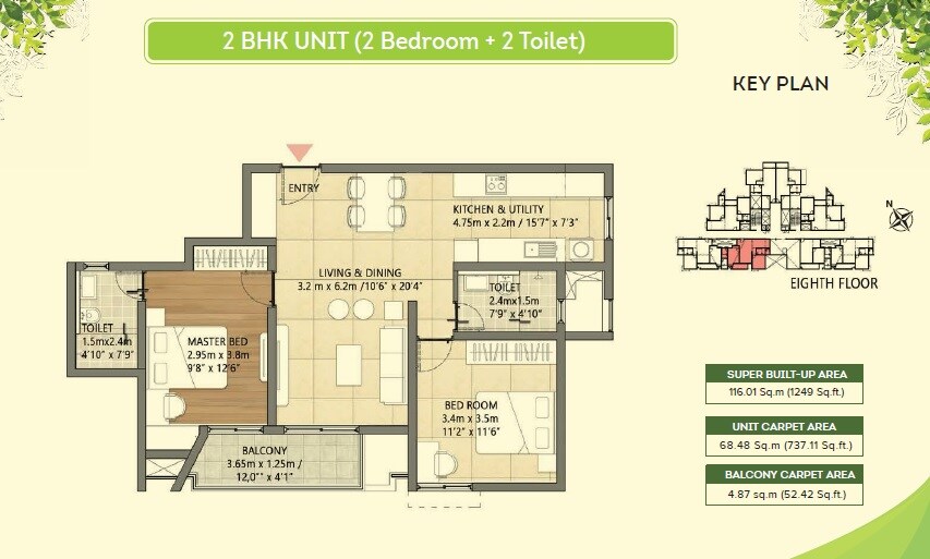 2 BHK 1249 Sq. Ft. Apartment