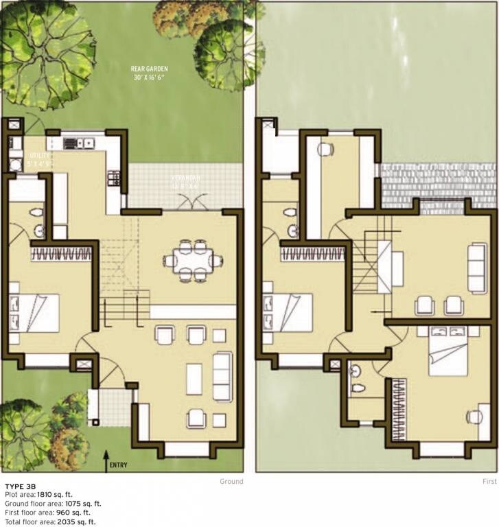 Floor plan of 3 BHK 2035 Sq. Ft. Villa in Good Earth Footprints, Bangalore