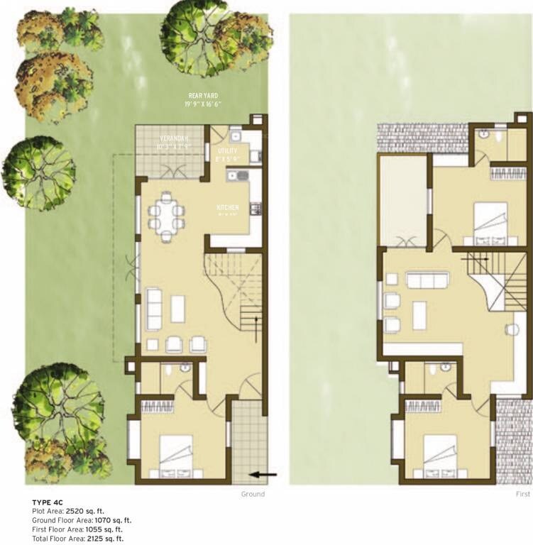 Floor plan of 3 BHK 2125 Sq. Ft. Villa in Good Earth Footprints, Bangalore