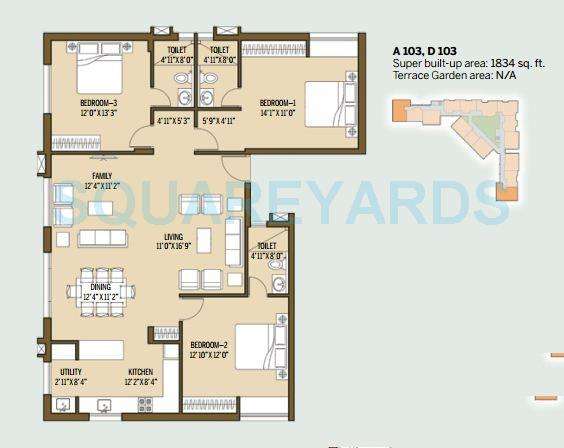 3 Bhk 1834 Sq Ft Apartment For Sale In Good Earth Malhar Terraces At Rs 3830 Sq Ft Bangalore