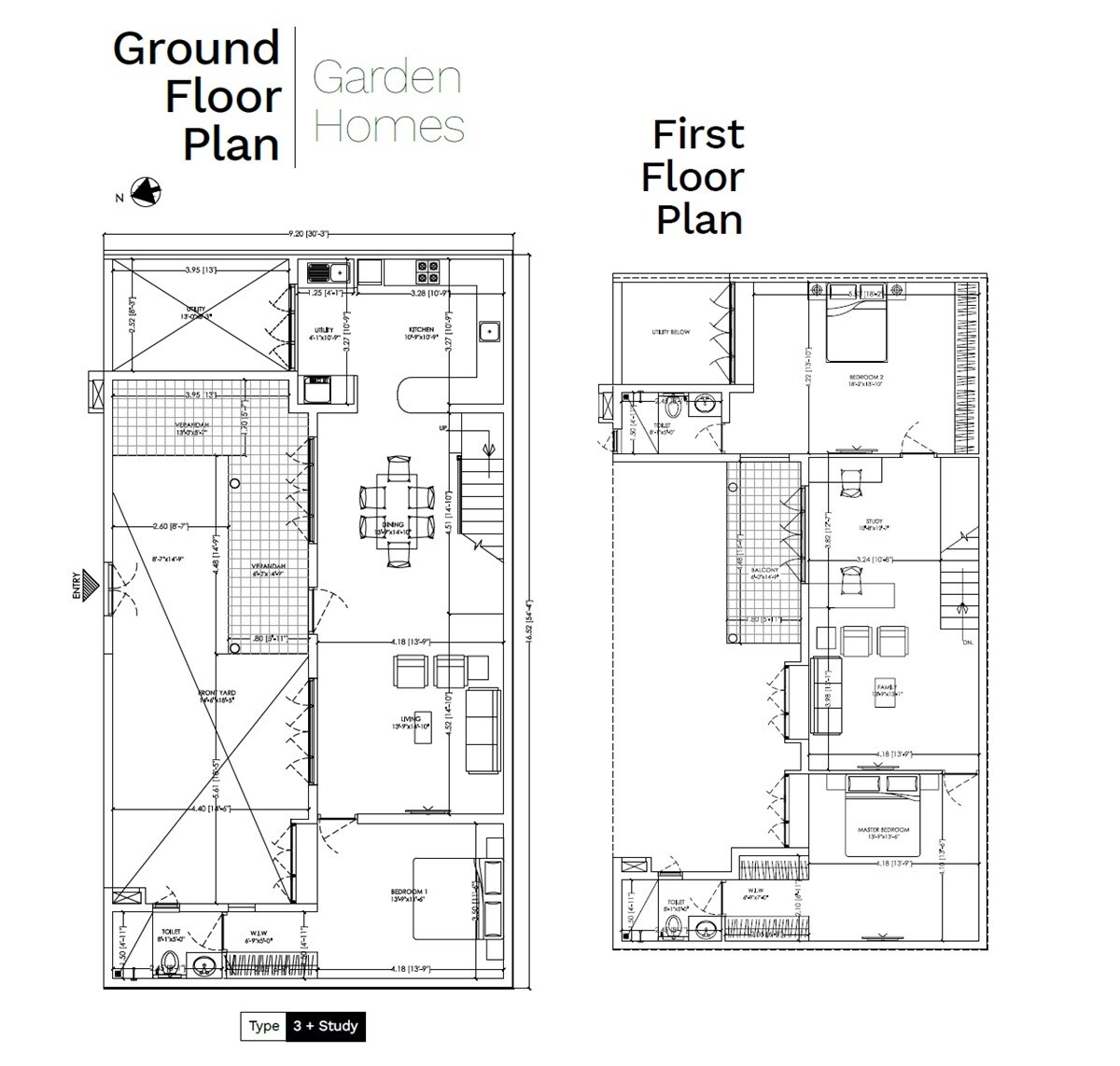 Floor plan of 3 BHK 2000 Sq. Ft. Villa in Good Earth Motif, Bangalore