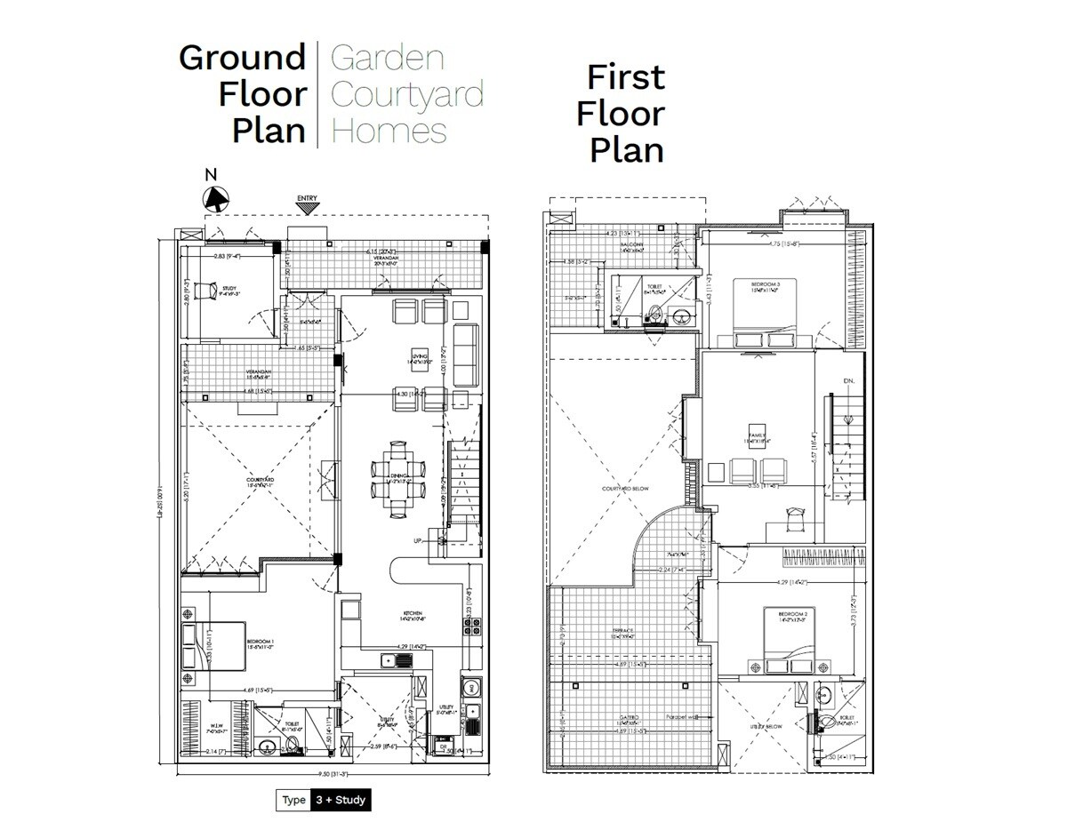 Floor plan of 3 BHK 2400 Sq. Ft. Villa in Good Earth Motif, Bangalore