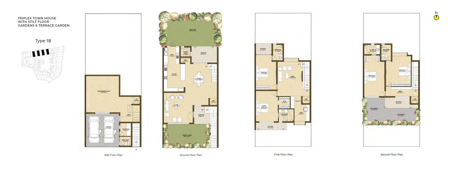 Floor plan of 4 BHK 3799 Sq. Ft. Row House in Good Earth Ochre, Bangalore