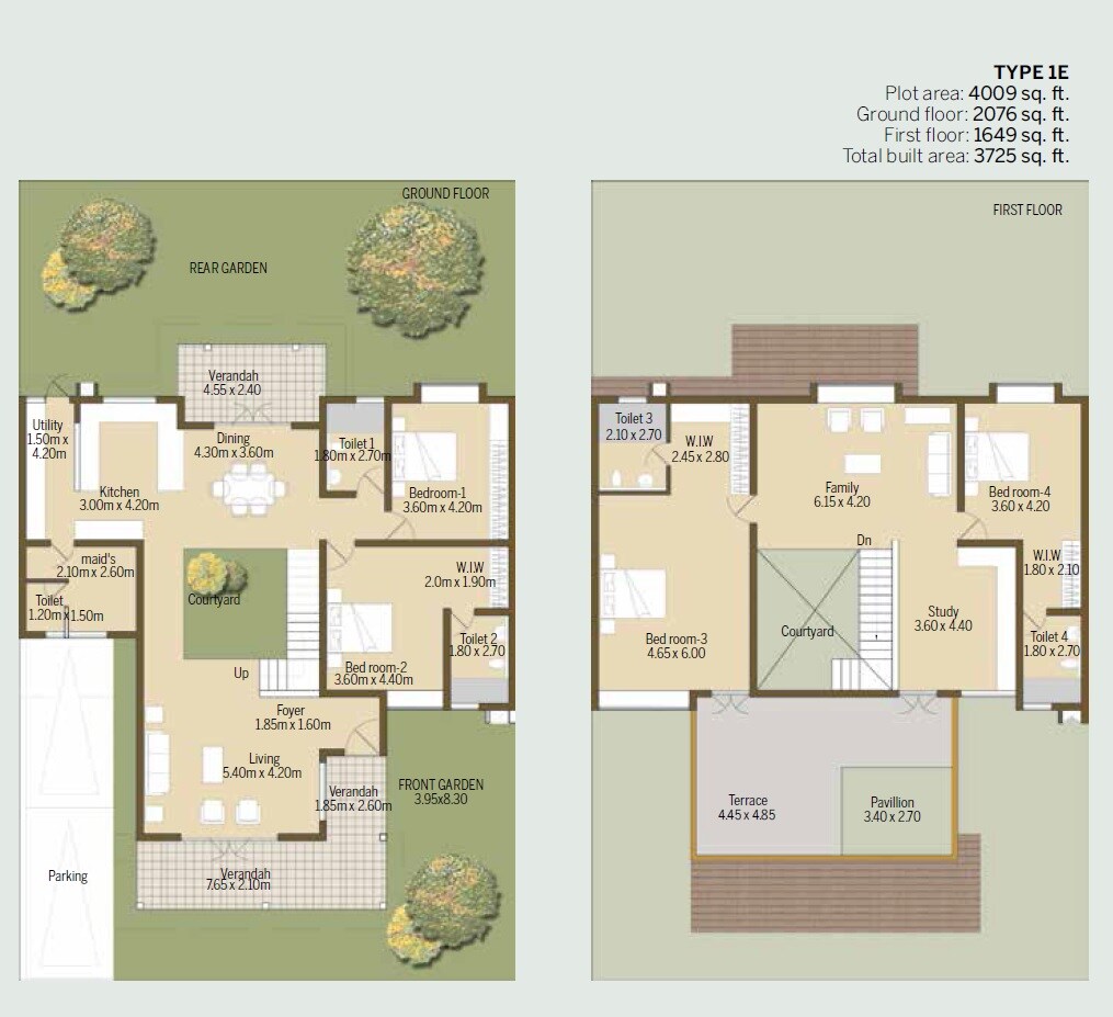 Floor plan of 4 BHK 3735 Sq. Ft. Villa in GoodEarth Malhar Patterns, Bangalore