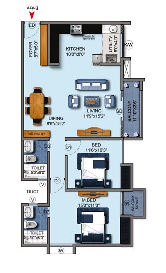 2 BHK Apartment For Resale in Gopalan Aqua Whitefield Bangalore  7952323