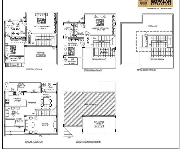 Floor plan of 4 BHK 3690 Sq. Ft. Apartment in Gopalan Urban Woods, Bangalore