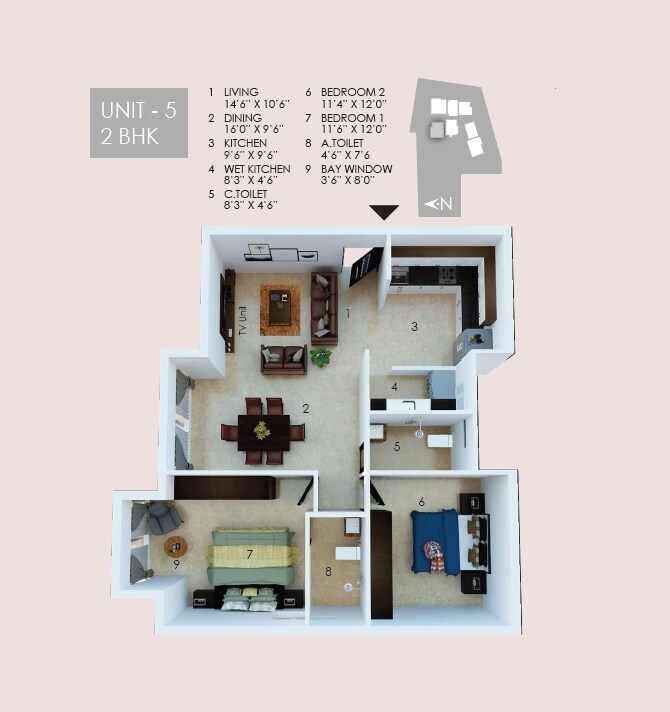 2 BHK 1210 Sq. Ft. Apartment