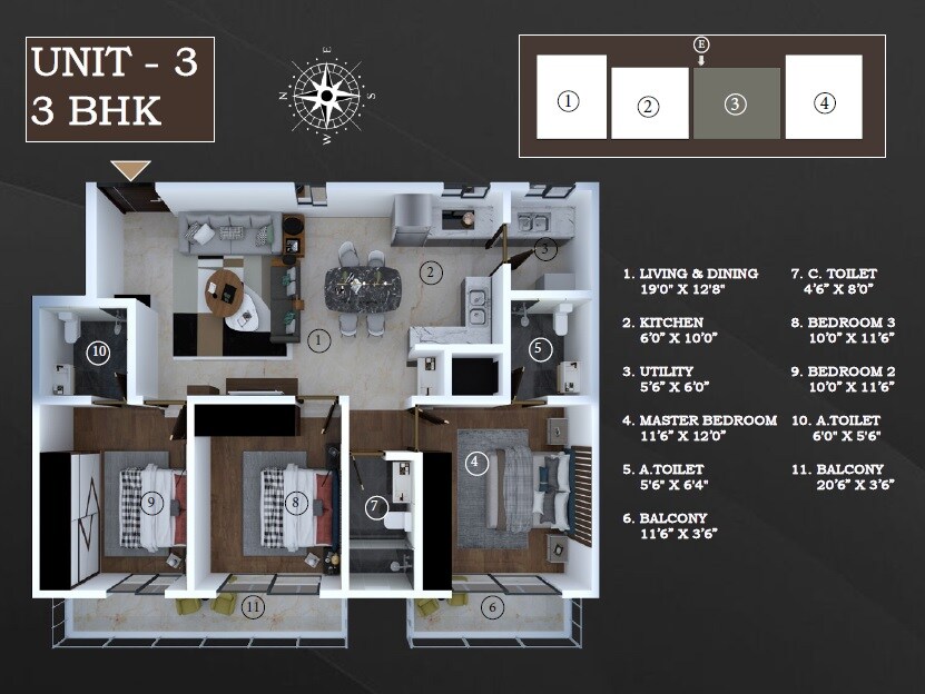 3 BHK 1800 Sq. Ft. Apartment