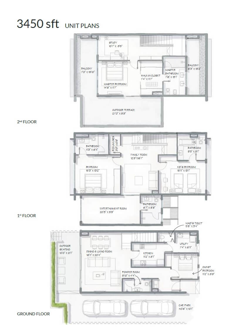 Floor plan of 4 BHK 3450 Sq. Ft. Villa in Goyal and Co Alanoville, Bangalore