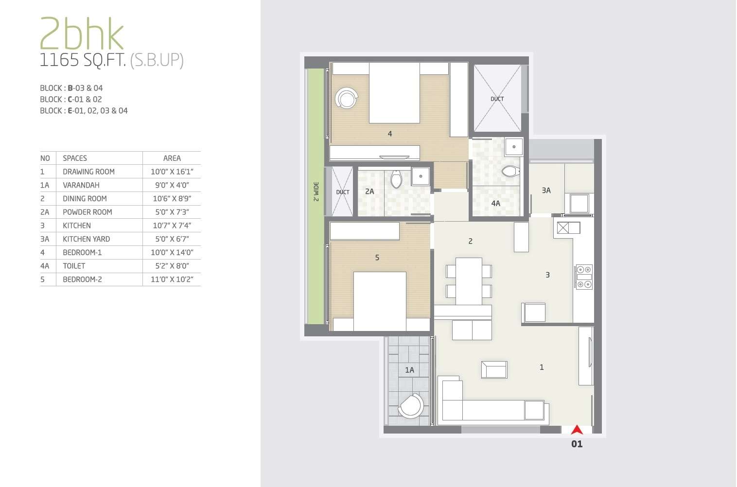 2 BHK 1165 Sq. Ft. Apartment in Goyal and Co Orchid Greens