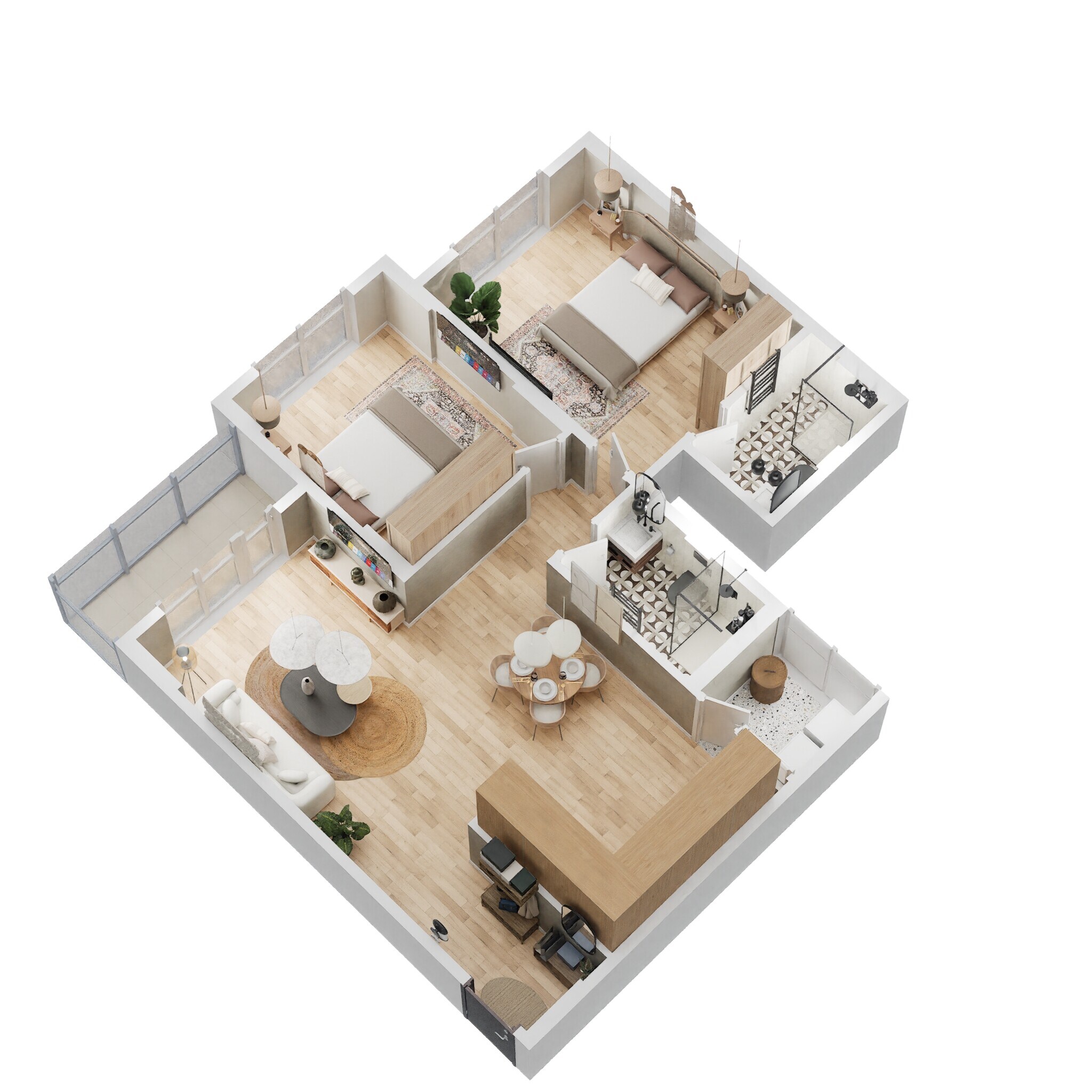 Floor plan of 2 BHK 1180 Sq. Ft. Apartment in Goyal and Co Orchid Whitefield, Bangalore