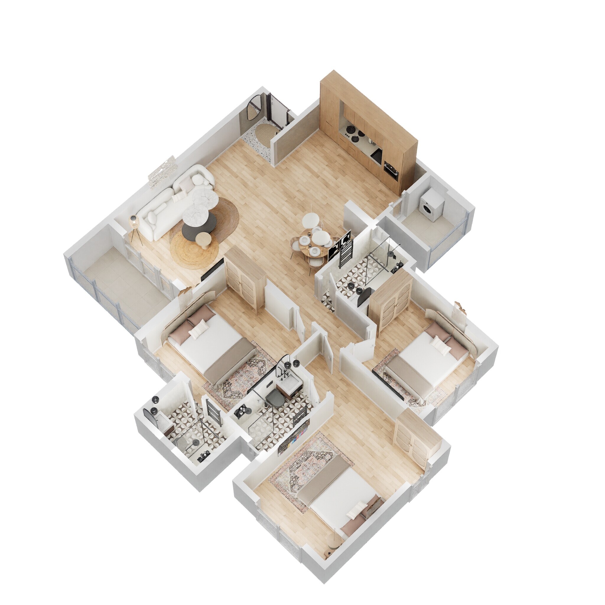 Floor plan of 3 BHK 1520 Sq. Ft. Apartment in Goyal and Co Orchid Whitefield, Bangalore