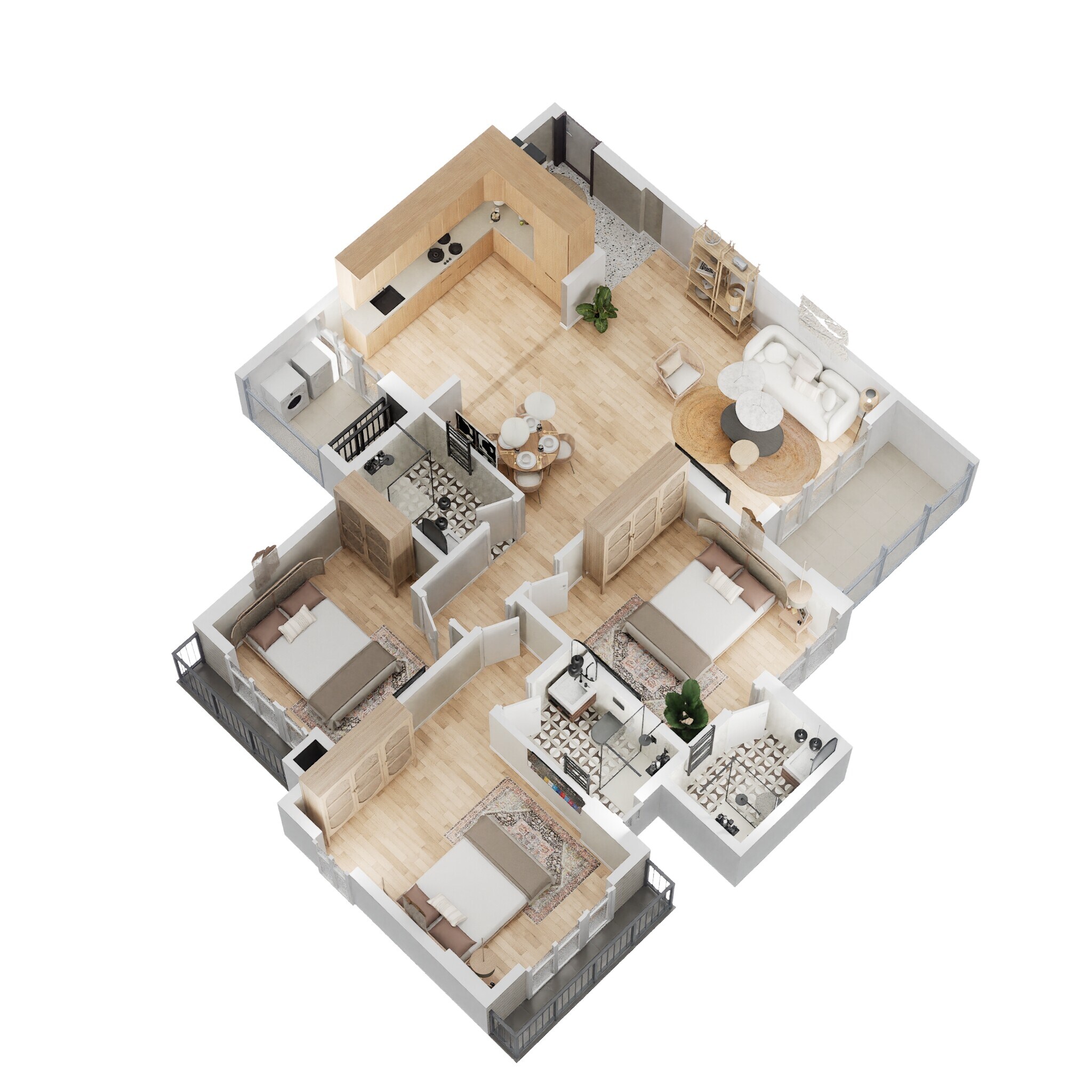 Floor plan of 3 BHK 1574 Sq. Ft. Apartment in Goyal and Co Orchid Whitefield, Bangalore