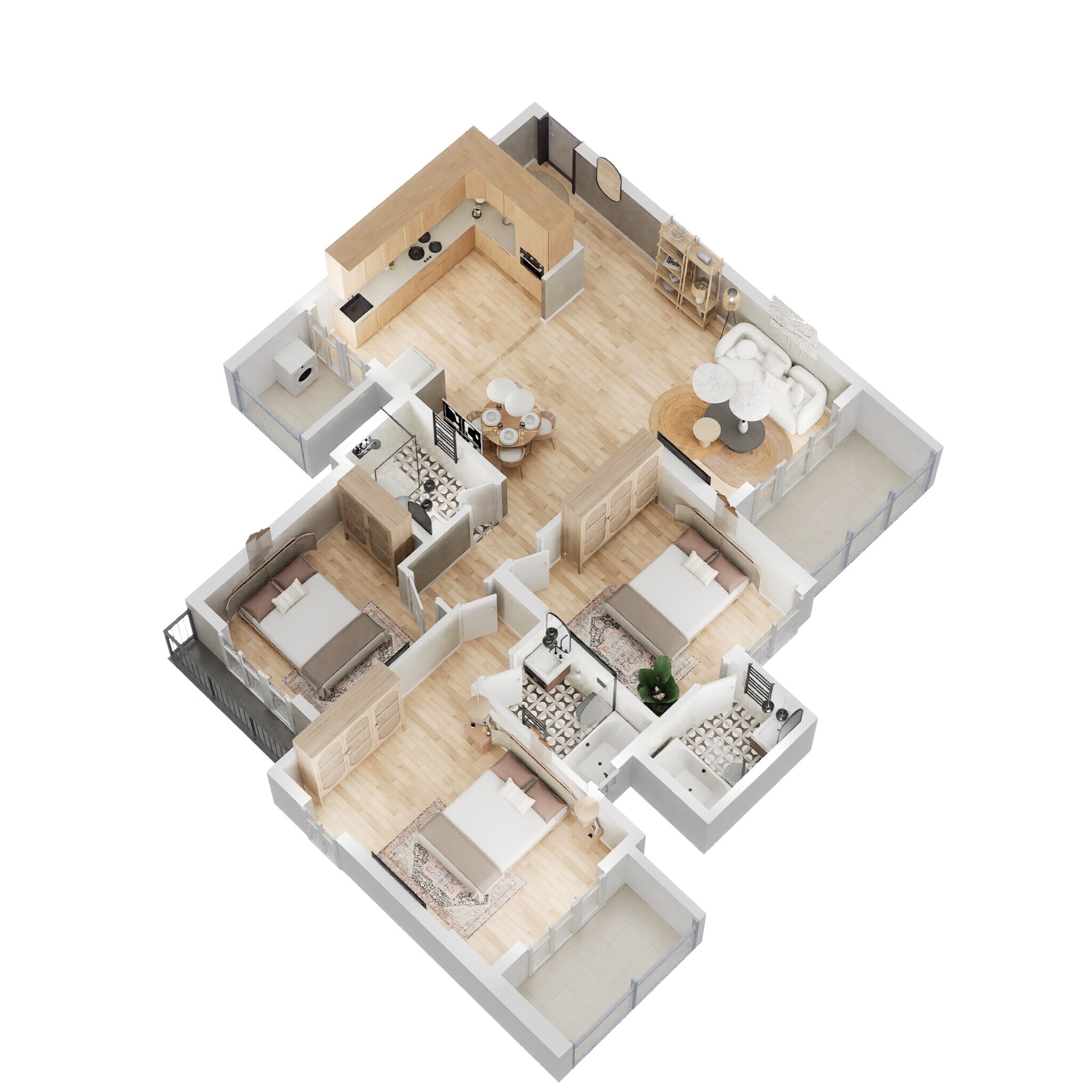 Floor plan of 3 BHK 1639 Sq. Ft. Apartment in Goyal and Co Orchid Whitefield, Bangalore