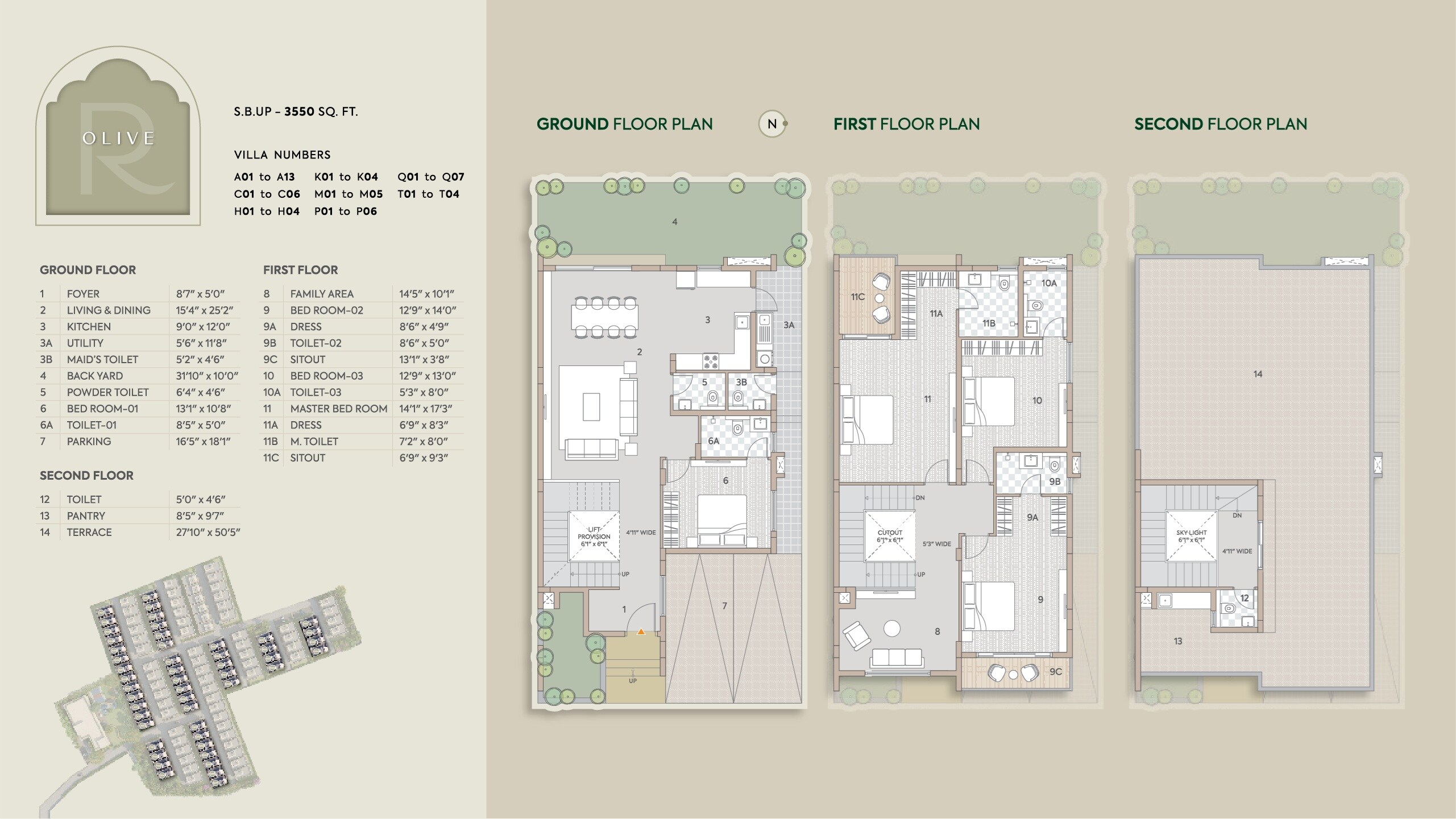 Floor plan of 4 BHK 3550 Sq. Ft. Villa in Goyal And Co Riviera Glade, Bangalore