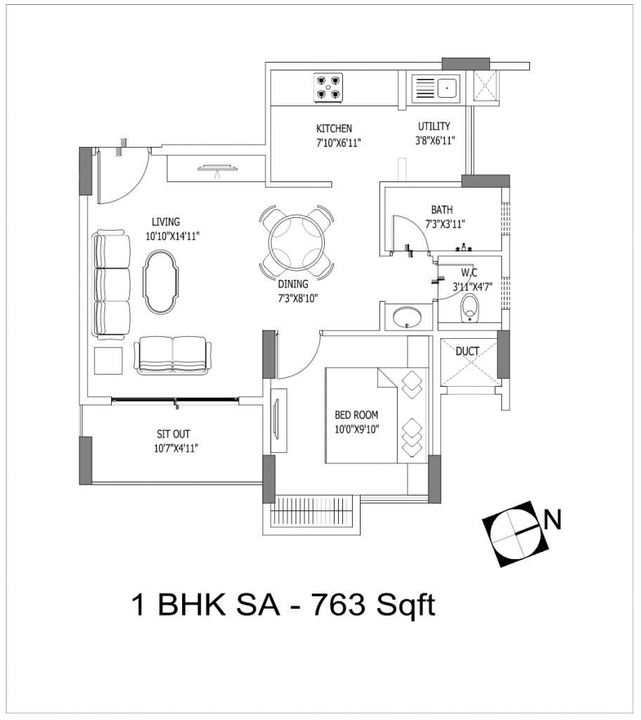 1 BHK 763 Sq. Ft. Apartment in Goyal Footprints