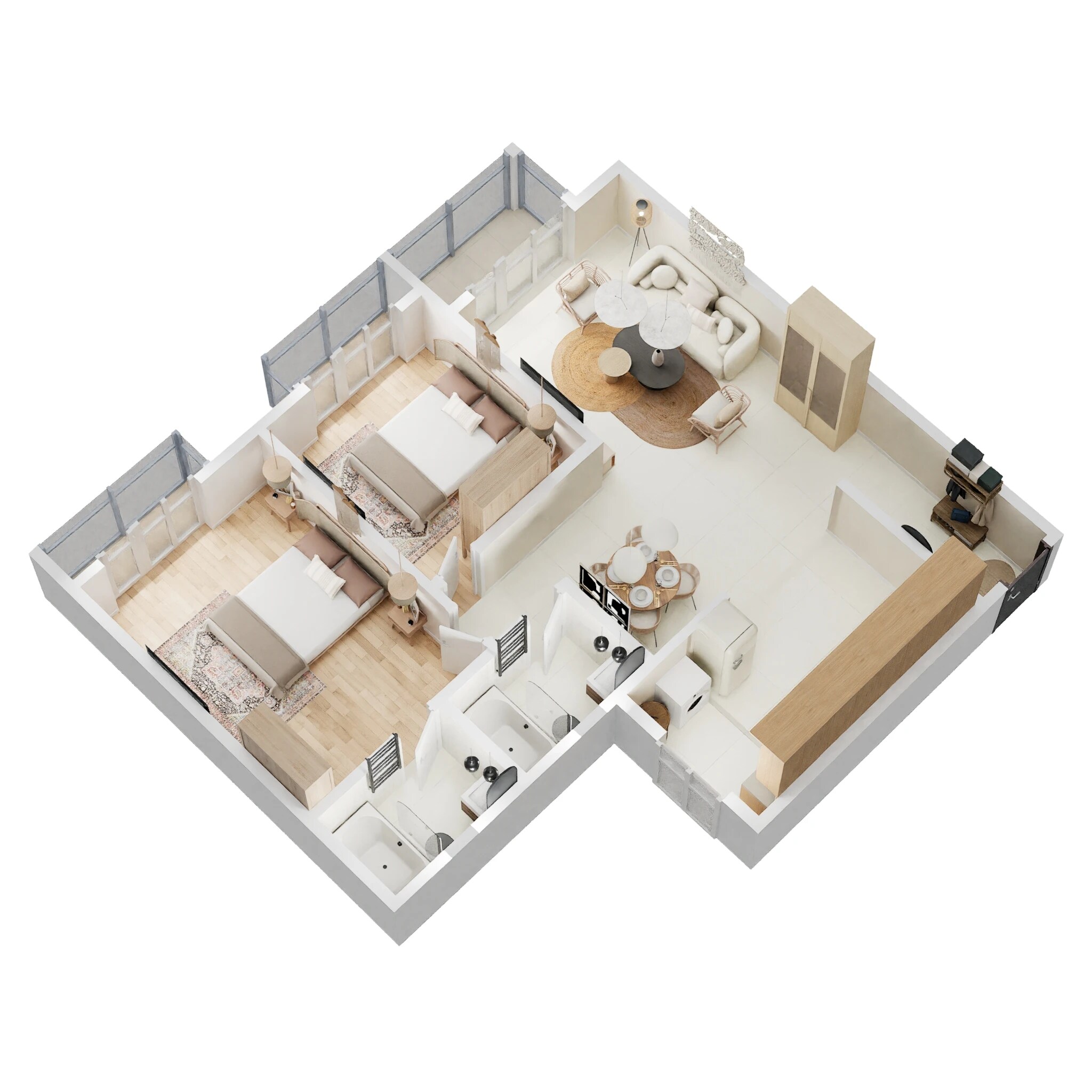 Floor plan of 2 BHK 1194 Sq. Ft. Apartment in Goyal Orchid Life, Bangalore