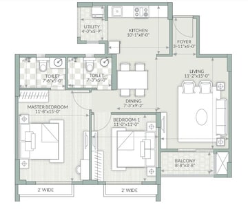  2 BHK Apartment at Goyal Orchid Piccadilly, Thanisandra Main Road – for Sale