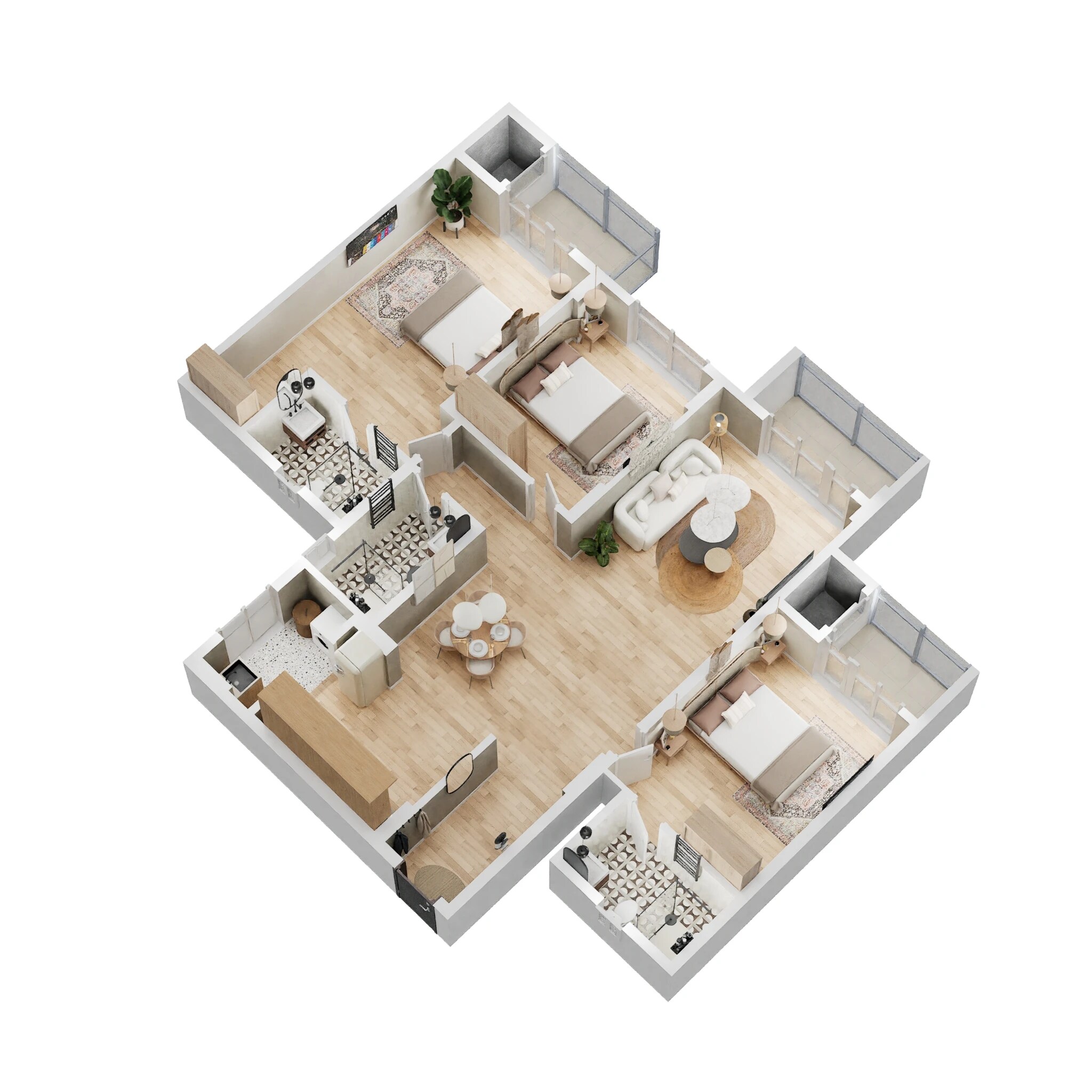 Floor plan of 3 BHK 1682 Sq. Ft. Apartment in Goyal Orchid Platinum, Bangalore