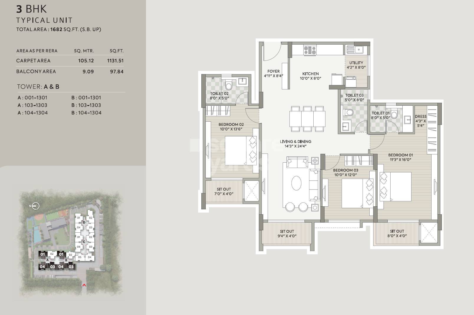  3 BHK Apartment at Goyal Orchid Platinum, Whitefield – for Sale