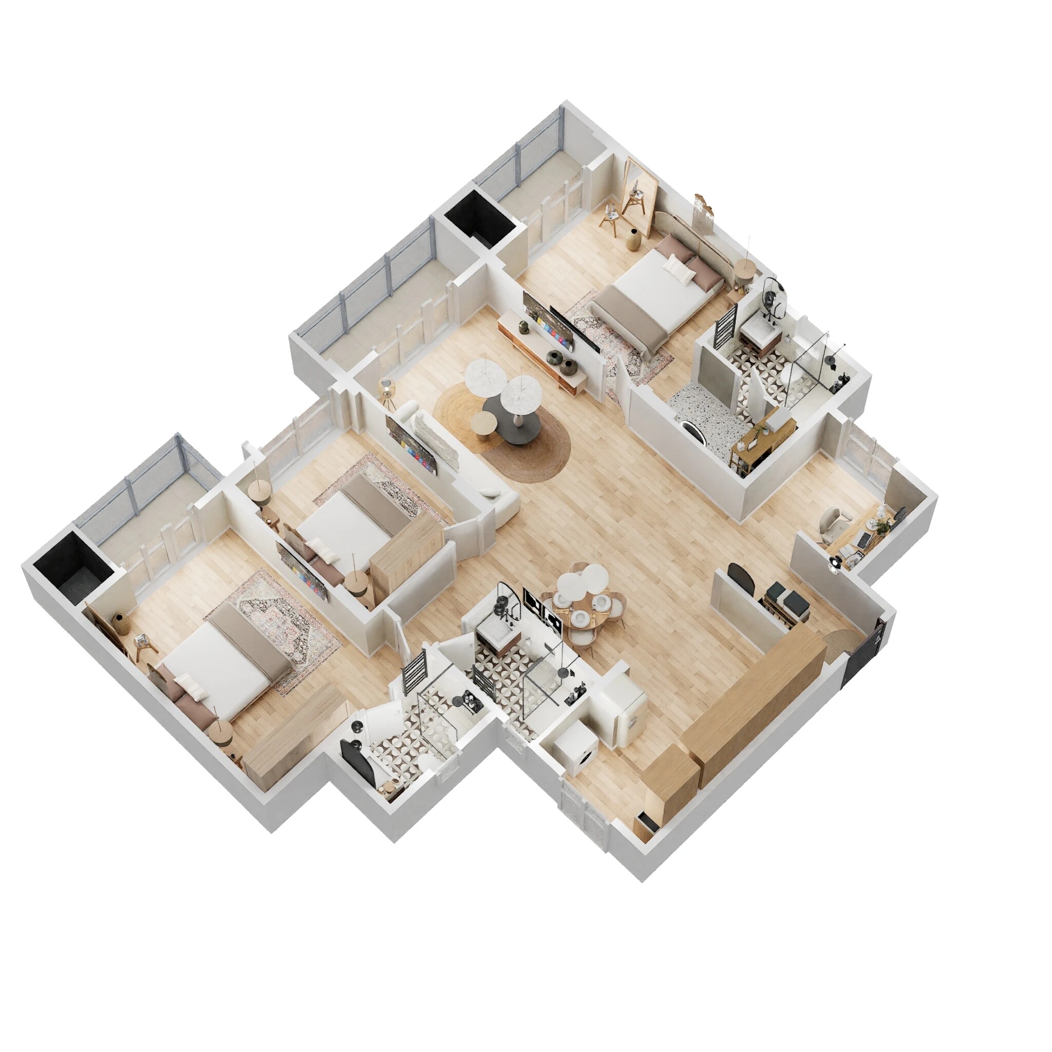 Floor plan of 3 BHK 1860 Sq. Ft. Apartment in Goyal Orchid Platinum, Bangalore