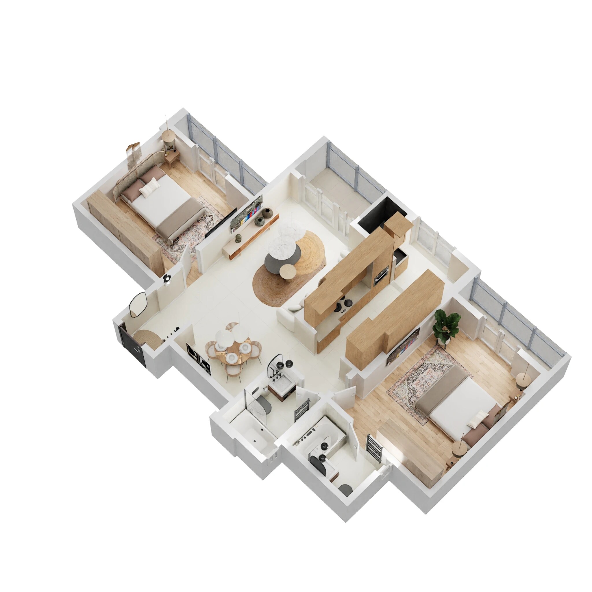 Floor plan of 2 BHK 1185 Sq. Ft. Apartment in Goyal Orchid Salisbury, Bangalore