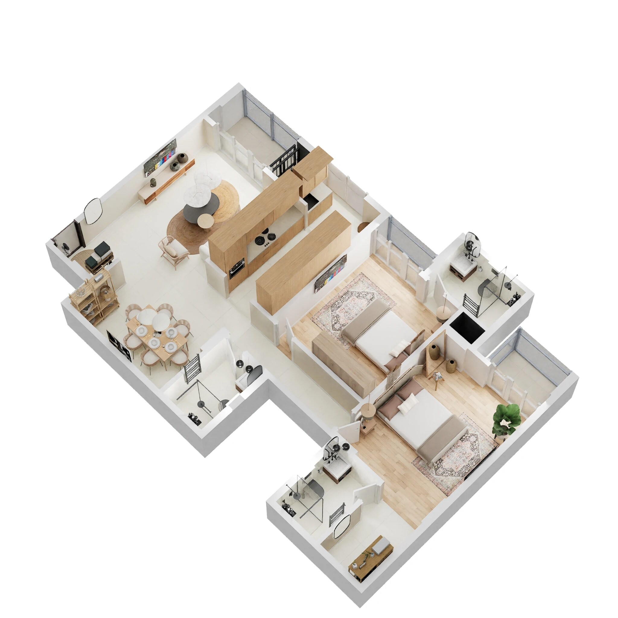 Floor plan of 2 BHK 1412 Sq. Ft. Apartment in Goyal Orchid Salisbury, Bangalore
