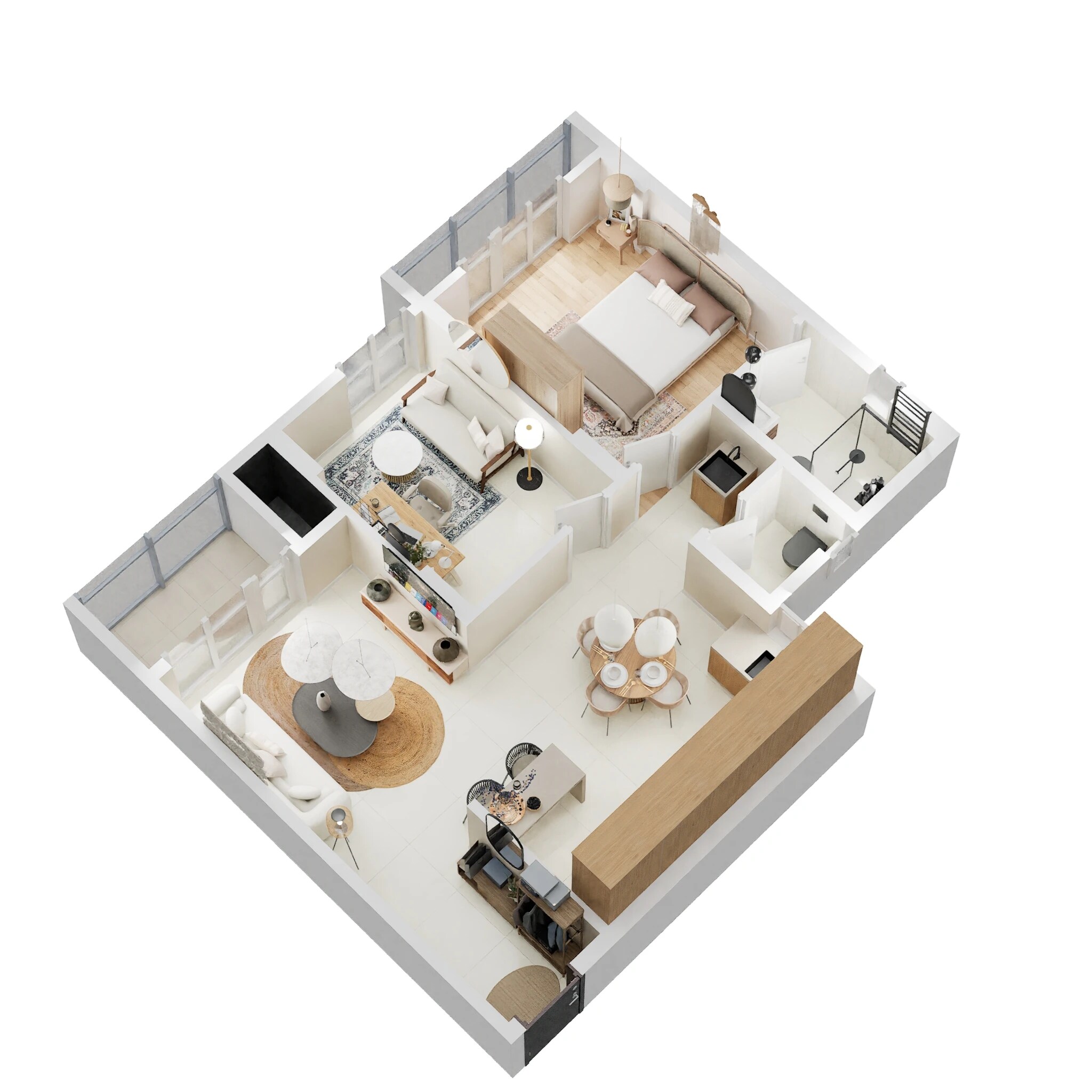 Floor plan of 2 BHK 930 Sq. Ft. Apartment in Goyal Orchid Salisbury, Bangalore