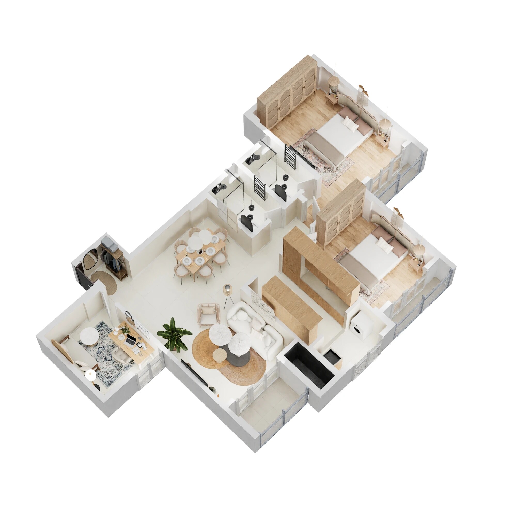 Floor plan of 3 BHK 1430 Sq. Ft. Apartment in Goyal Orchid Salisbury, Bangalore