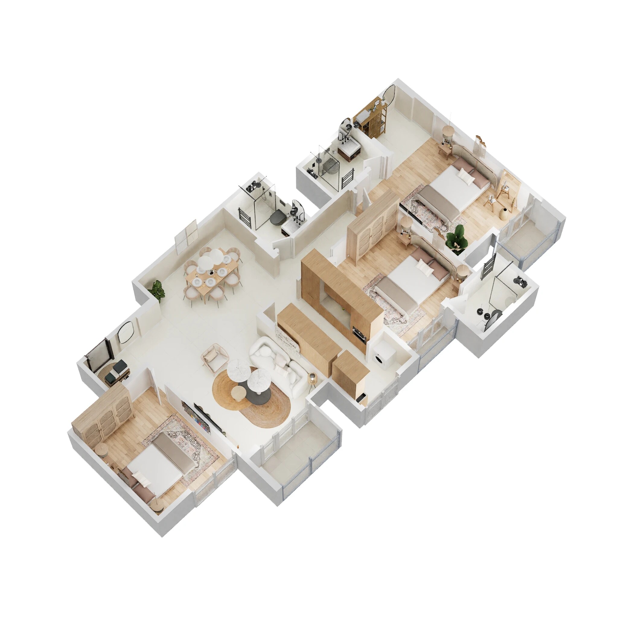 Floor plan of 3 BHK 1675 Sq. Ft. Apartment in Goyal Orchid Salisbury, Bangalore