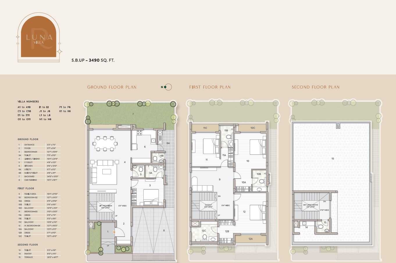 Floor plan of 4 BHK 3490 Sq. Ft. Villa in Goyal Riviera Uno, Bangalore