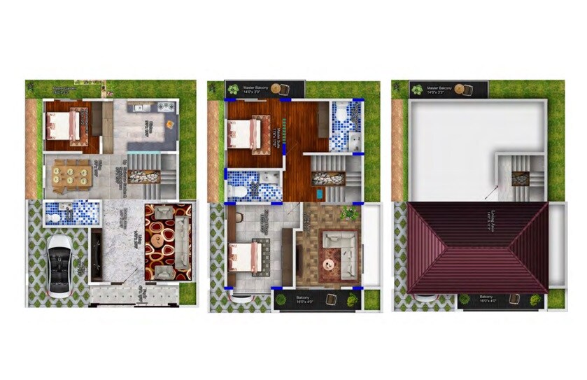 Floor plan of 3 BHK 2200 Sq. Ft. Villa in Grand Duke, Bangalore