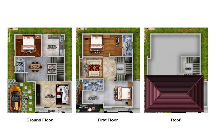 Floor plan of 3 BHK 2800 Sq. Ft. Villa in Grand Duke, Bangalore