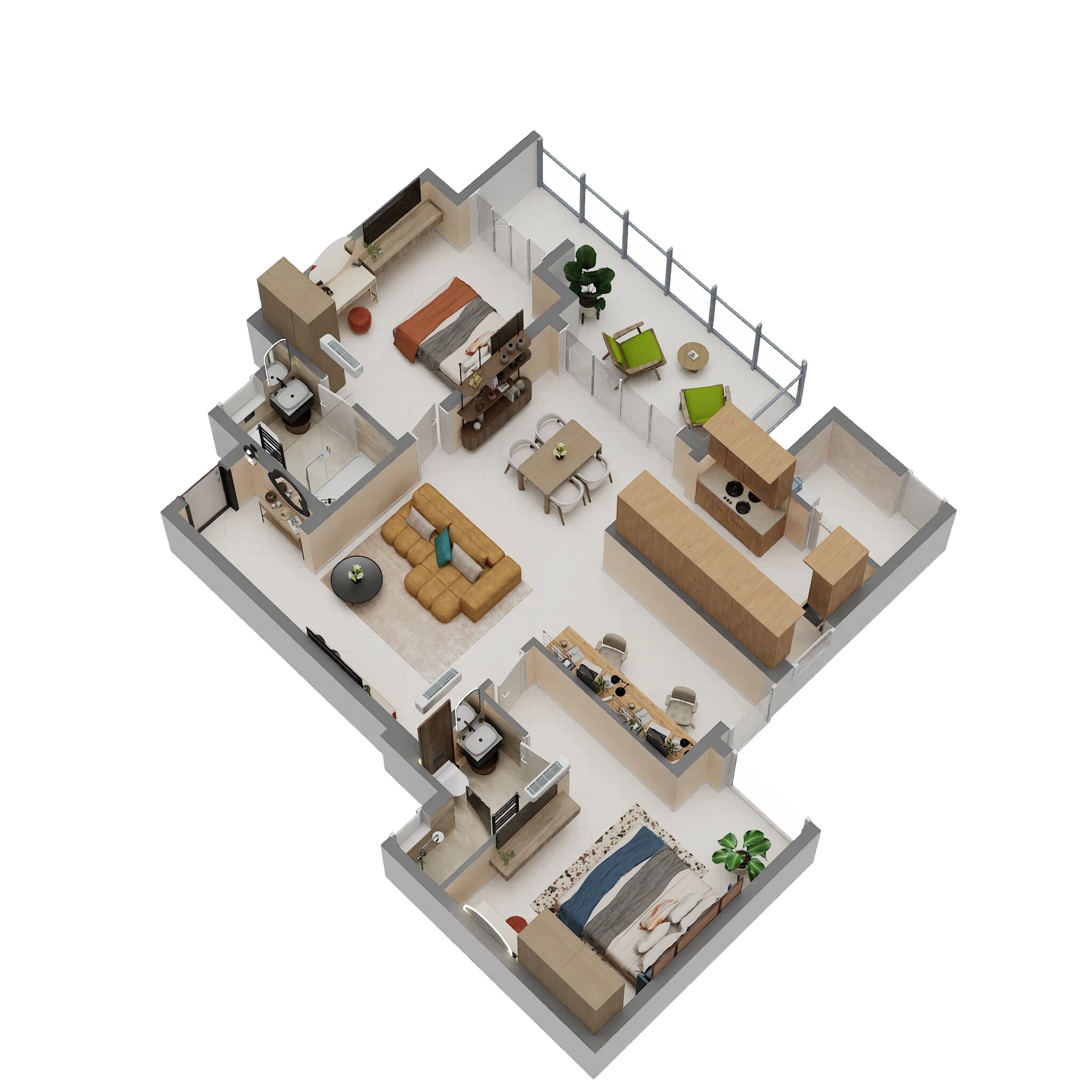 Floor plan of 2 BHK 1557 Sq. Ft. Apartment in Grandus Sanctuary, Bangalore