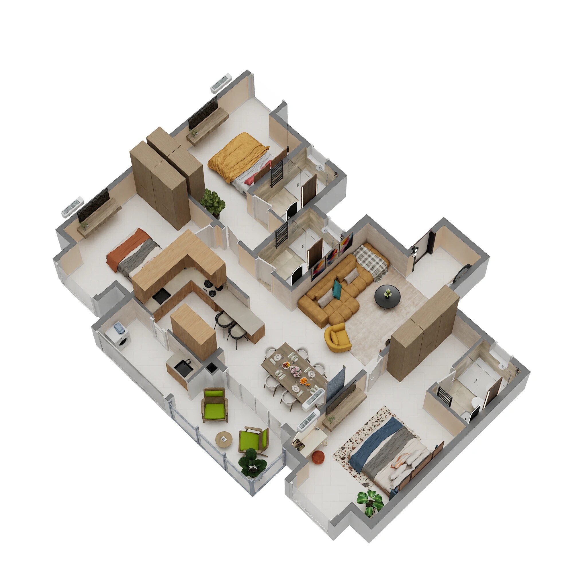 Floor plan of 3 BHK 1786 Sq. Ft. Apartment in Grandus Sanctuary, Bangalore
