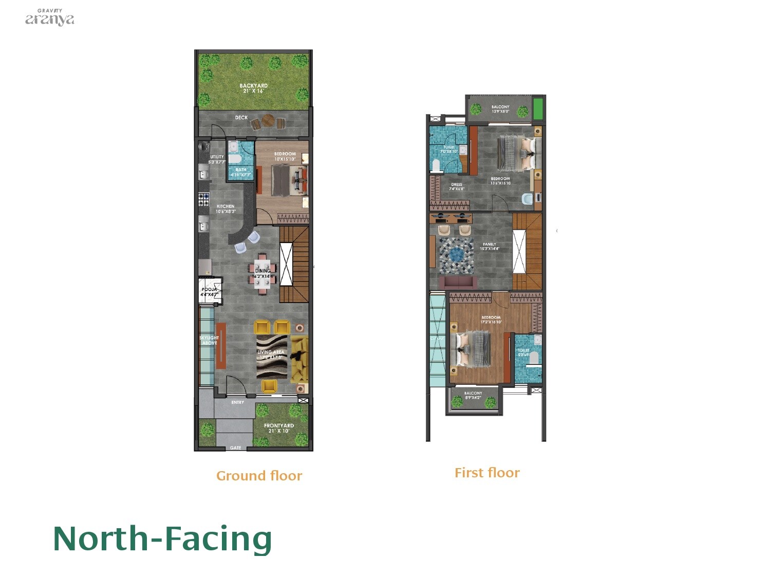 Floor plan of 3 BHK 3200 Sq. Ft. Villament in Gravity Aranya, Bangalore