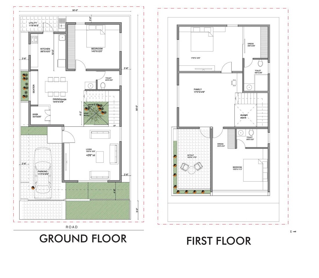 Floor plan of 3 BHK 1900 Sq. Ft. Villa in Gravity Nakshatra, Bangalore