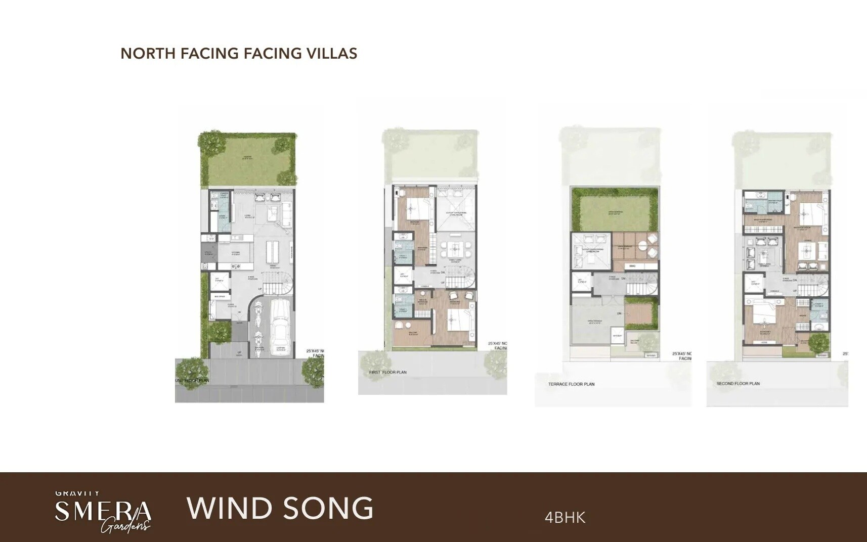 Floor plan of 4 BHK 3800 Sq. Ft. Villa in Gravity Smera Gardens, Bangalore