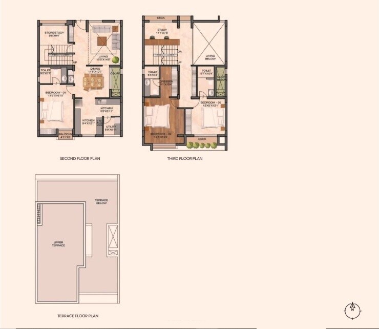 Floor plan of 3 BHK 1776 Sq. Ft. Villa in GRC Saffron Skies, Bangalore